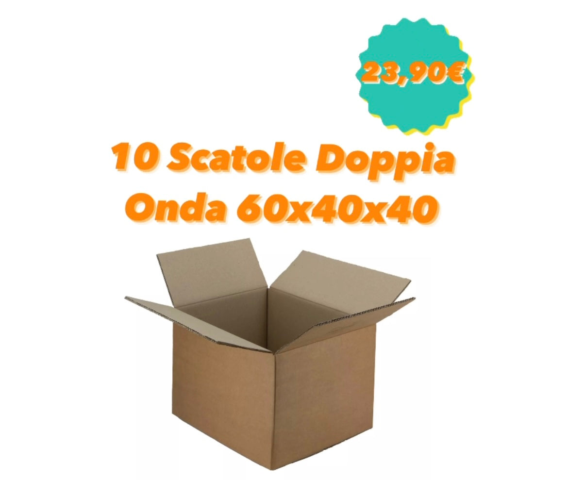 10 Scatole Cartone Doppia Onda 60x40x40cm, Spedizione e Trasloco