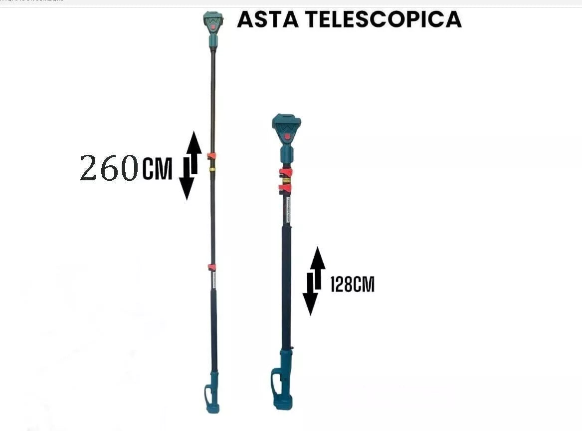 Kit Potatura Mini Motosega 6" + Forbice Cesoia a Batteria con Asta Telescopica